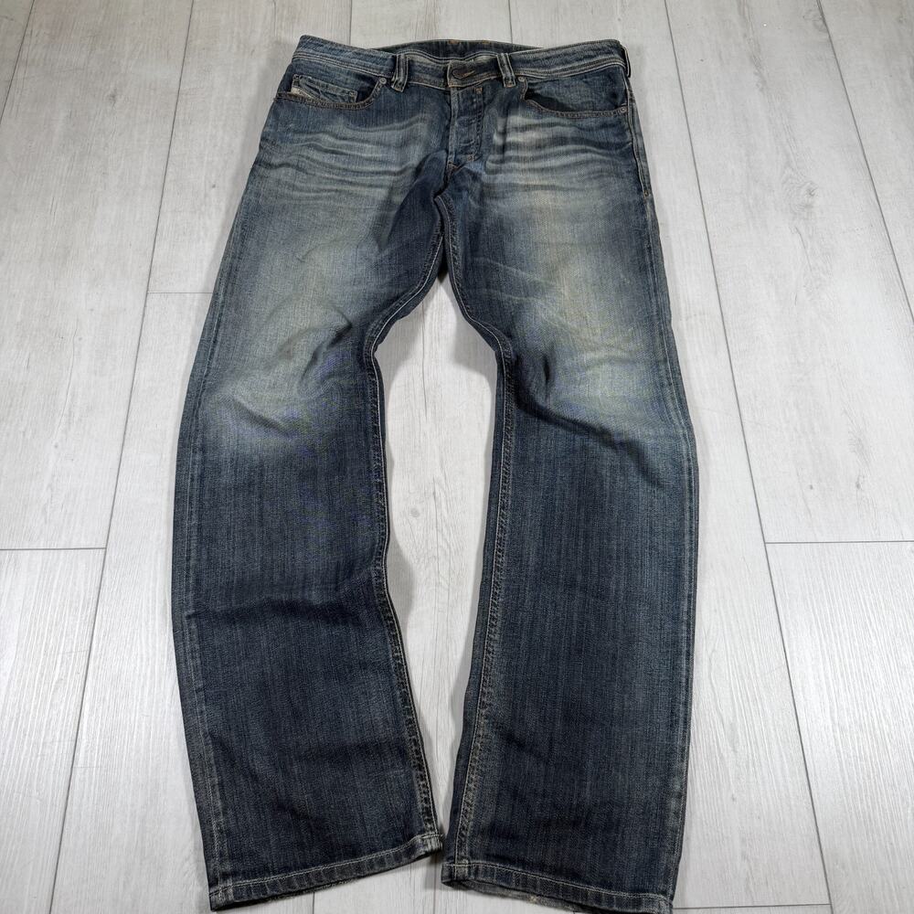 Diesel Jeans Men 32x32 Blue Safado Regular Slim Straight Button Fly 0885K Grunge